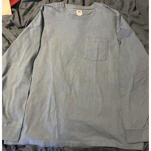 Men's Vintage 90s Russell Athletic Lt Blue High Cotton Long-Sleeve T-Shirt - XL
